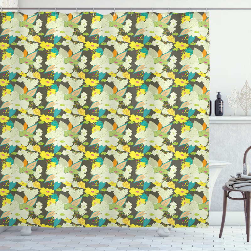 Lively Colored Summer Blooms Shower Curtain