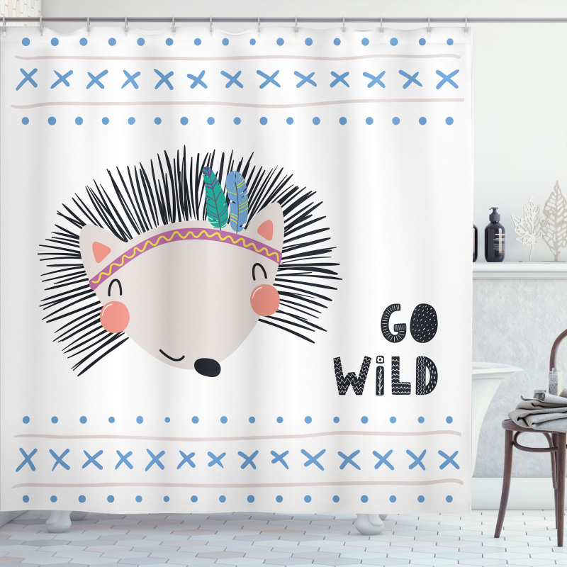 Hedgehog Go Wild Words Shower Curtain