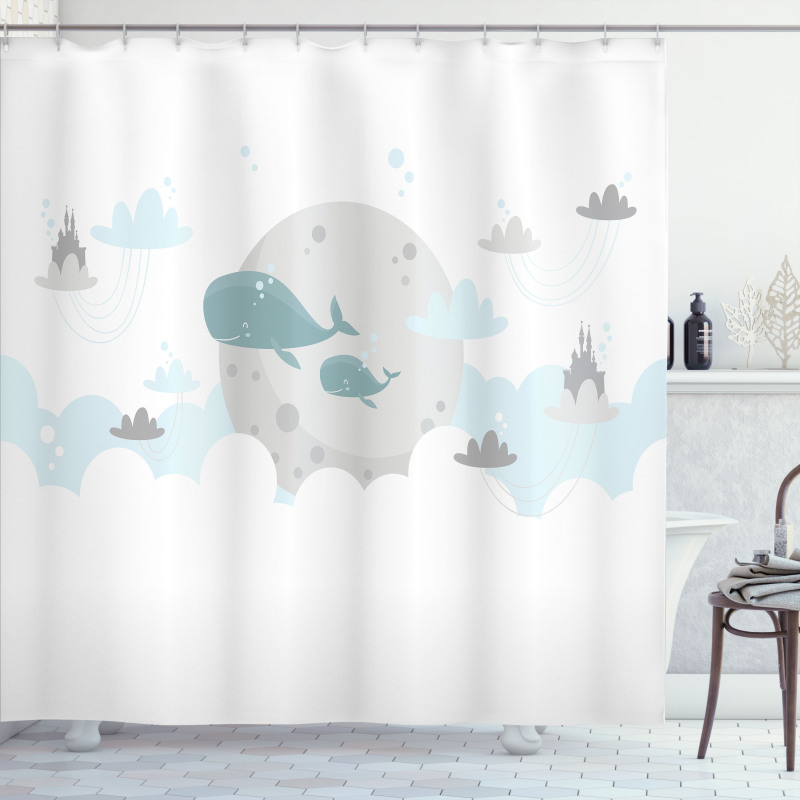 Whales Moon Castles Shower Curtain