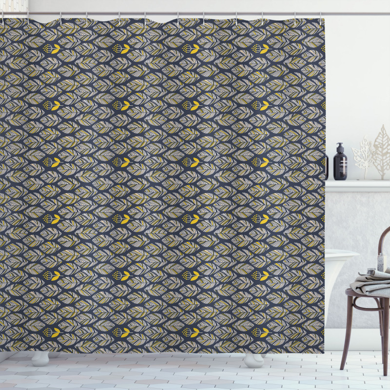 Leaves with Flowers Shower Curtain