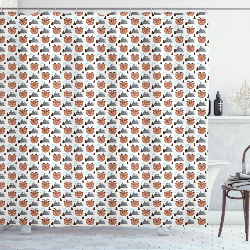 Mountains Reindeers Shower Curtain