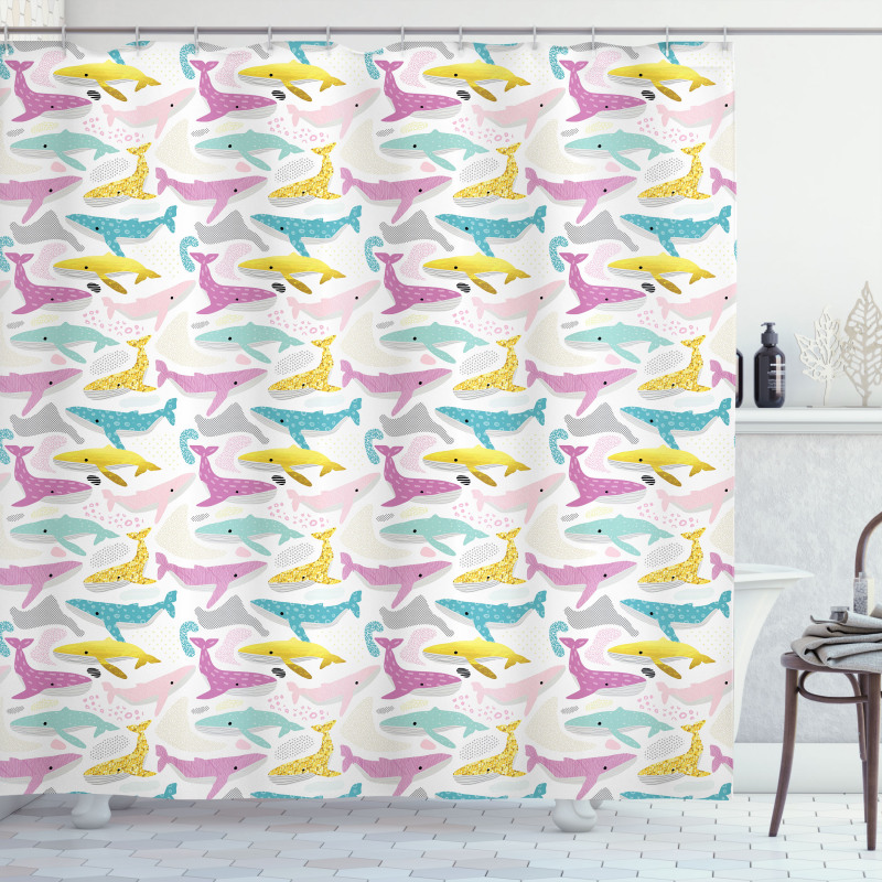 Whales Childish Maritime Shower Curtain