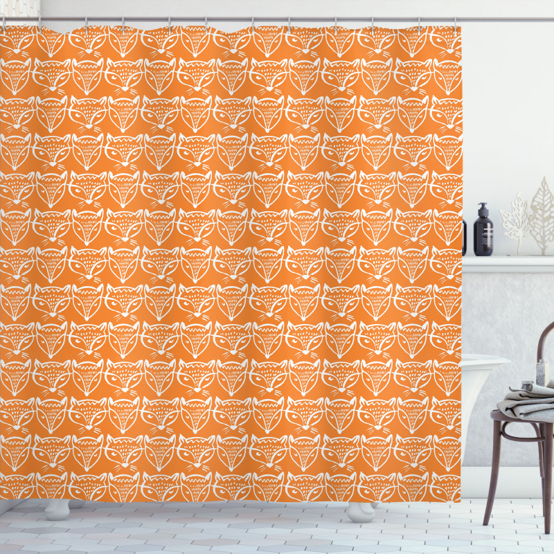 Fox Faces Forest Animals Shower Curtain