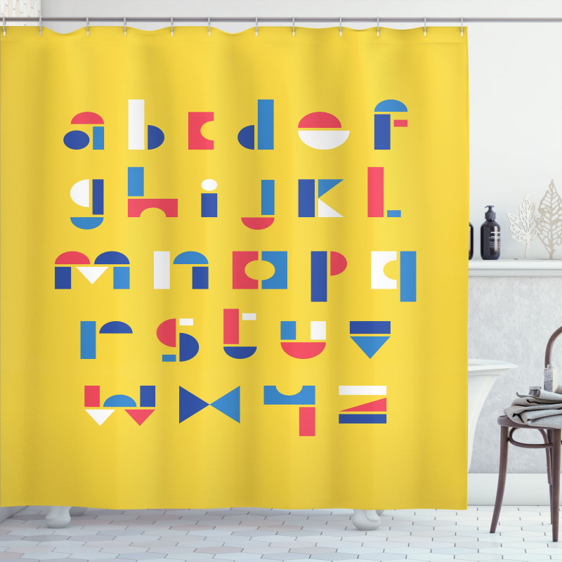 Geometric Small Letters Shower Curtain