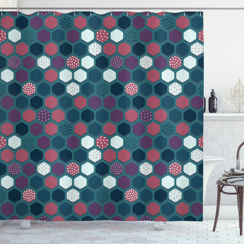 Vibrant Hexagon Shapes Shower Curtain