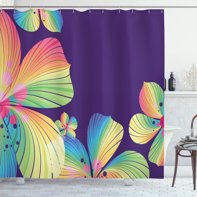 Abstract Big Exotic Flower Shower Curtain