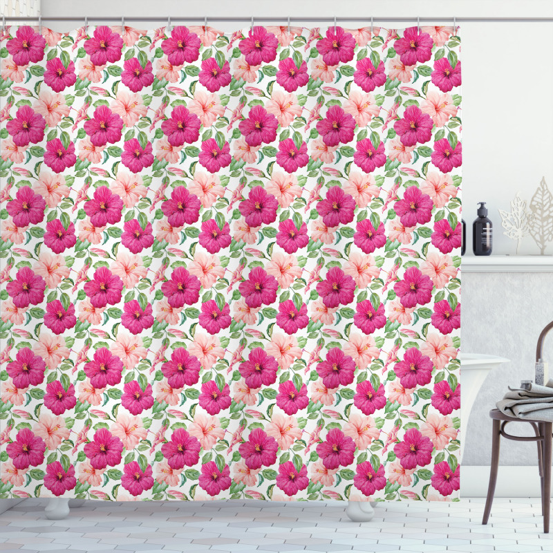 Pastel Hibiscus Petals Shower Curtain