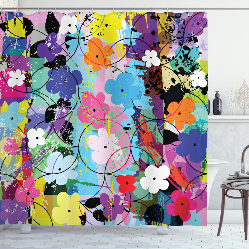 Abstract Floral Artwork Shower Curtain