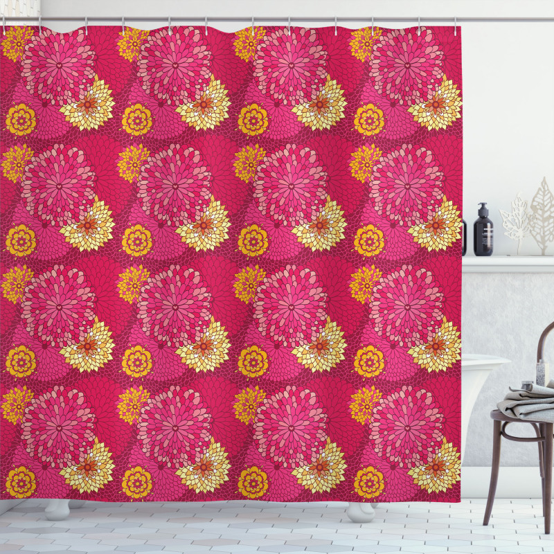 Big Blossoms Doodle Petals Shower Curtain