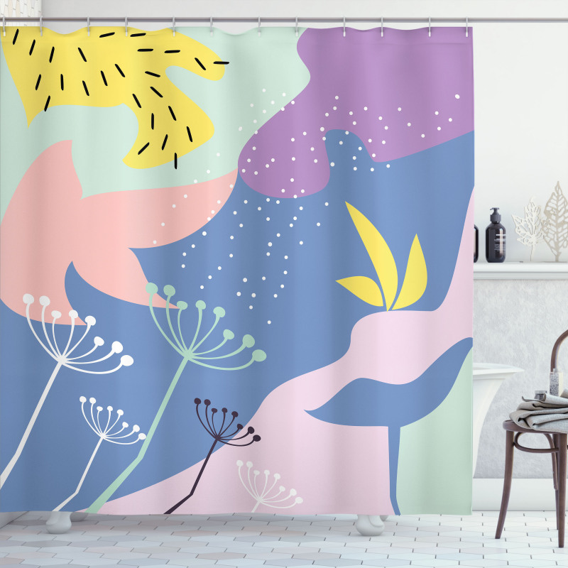 Modern Abstract Floral Art Shower Curtain