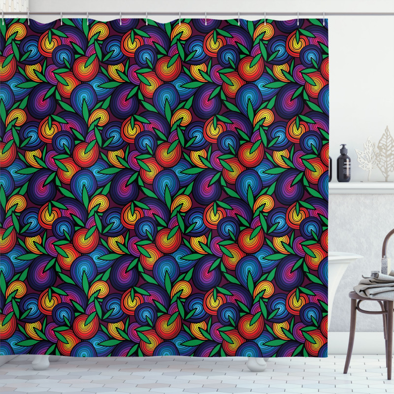Colorful Spiral Blossoms Shower Curtain