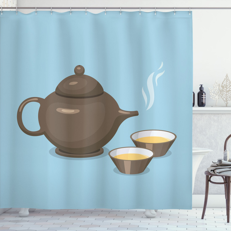 Tea Cups Beverage Drink Theme Shower Curtain