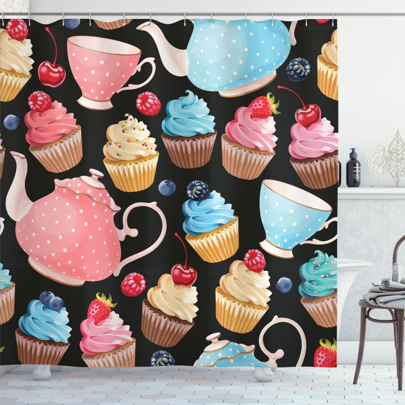 Creamy Colorful Yummy Muffins Shower Curtain