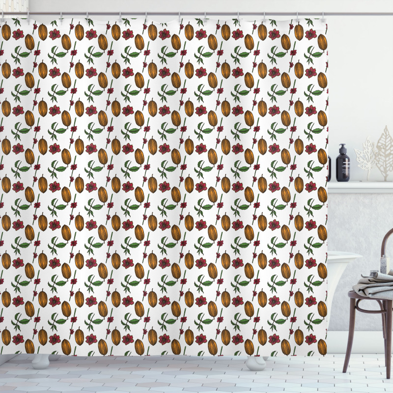 Beans with Blooming Flowers Shower Curtain