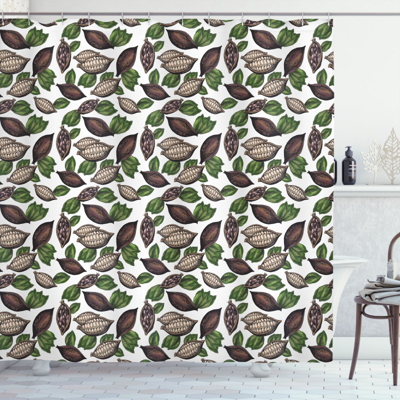 Sketch Art Beans and Leaves Shower Curtain