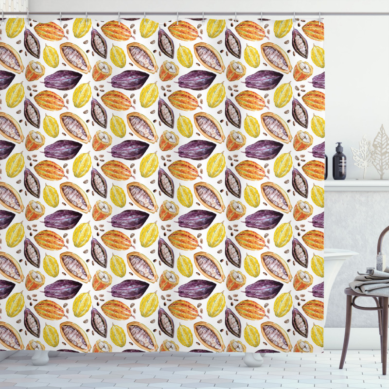 Watercolor Colorful Beans Shower Curtain