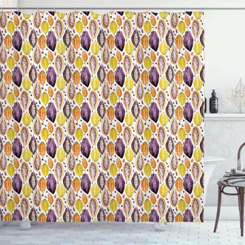 Watercolor Style Tropic Food Shower Curtain