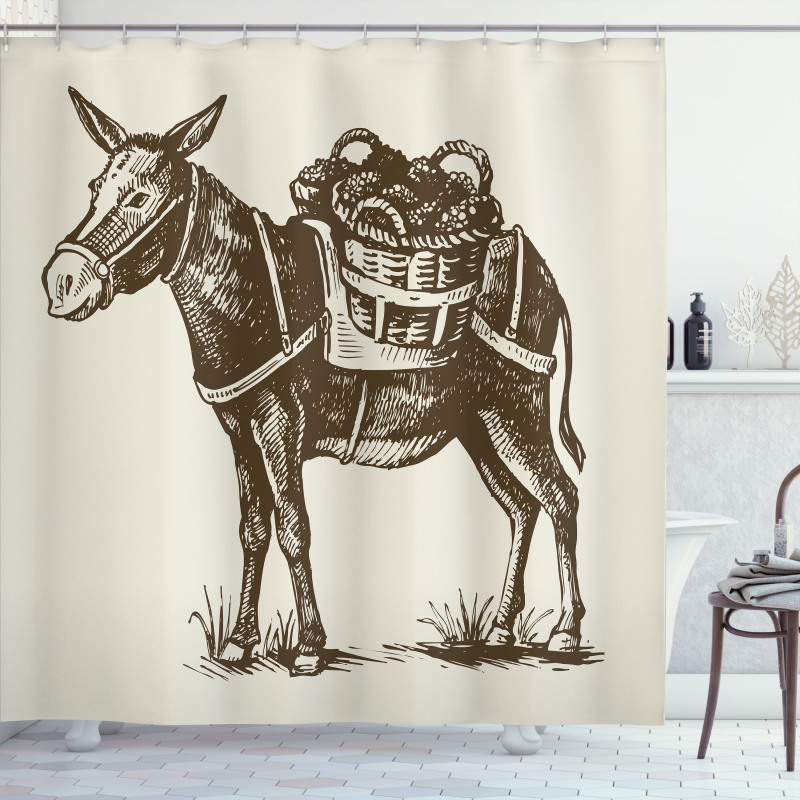 Vintage Animal with Baskets Shower Curtain