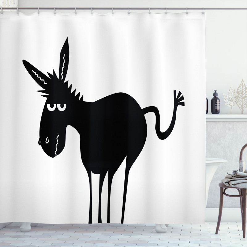 Black Fun Mascot Silhouette Shower Curtain