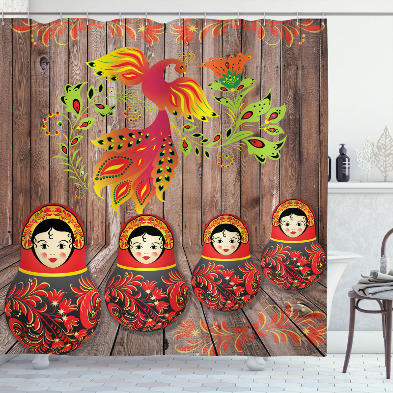 Folkloric Russian Dolls Shower Curtain