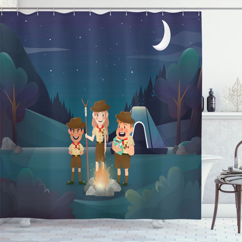 3 Scouts in the Forest Shower Curtain