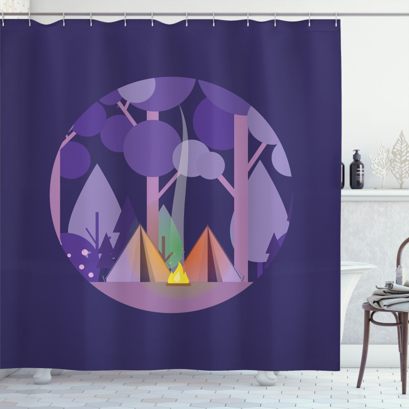 Forest Scenery with Tents Shower Curtain