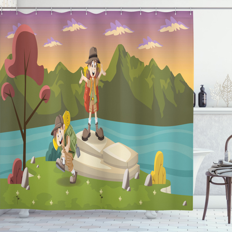 Best Friends Go Camping Shower Curtain