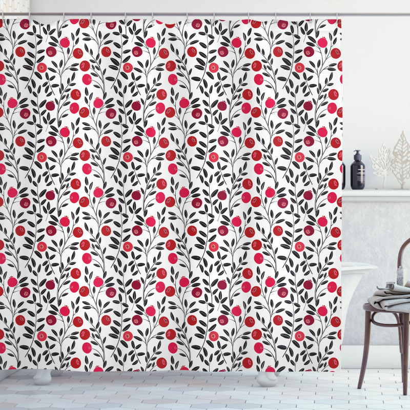 Yummy Berries Leafage Shower Curtain