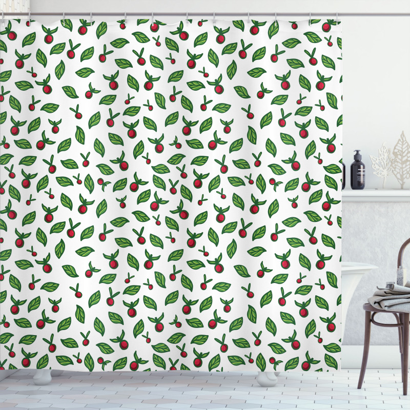 Leaves with Berry Fruits Shower Curtain