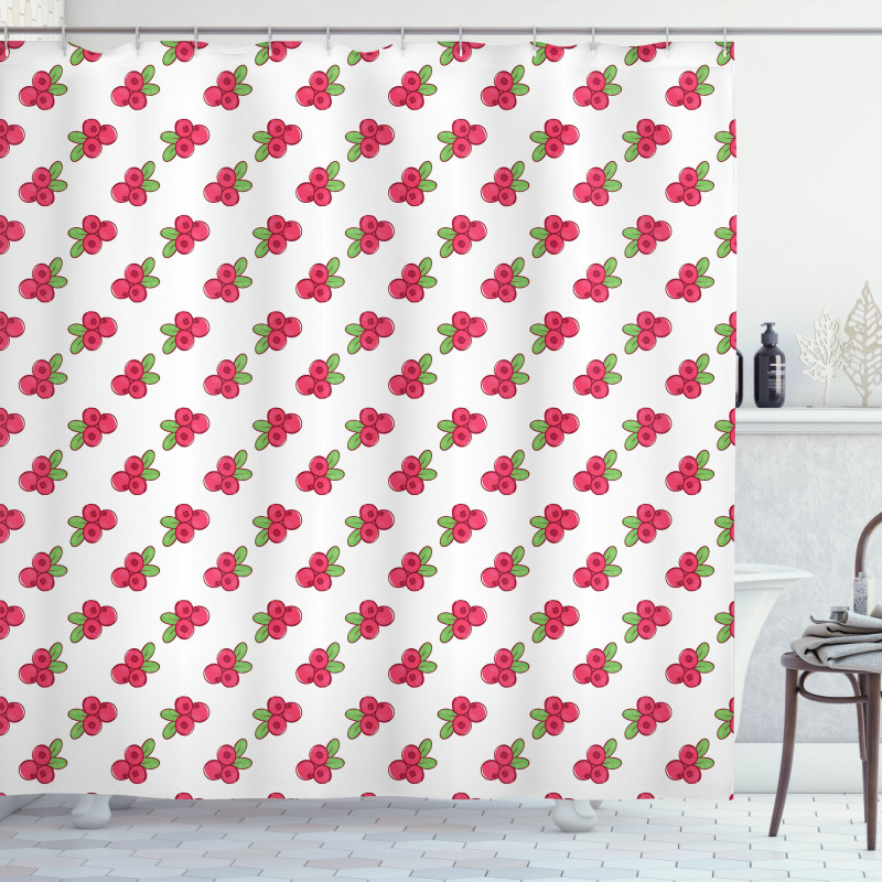 Vibrant Cowberries Garden Shower Curtain