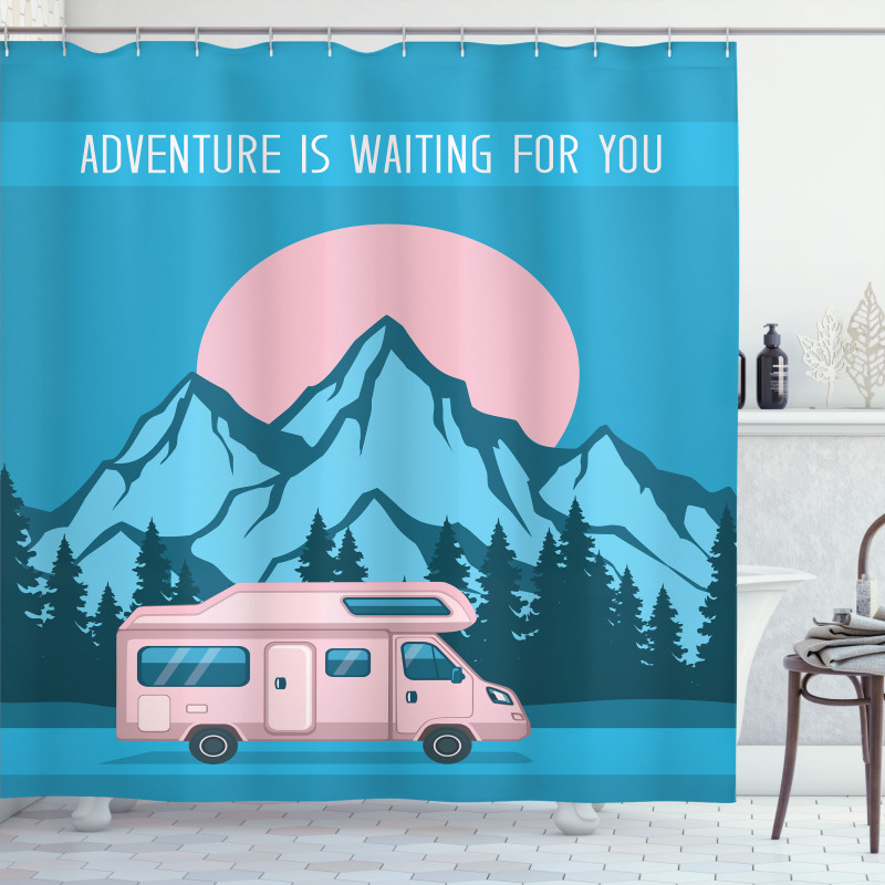 Road Trip with Caravan Pines Shower Curtain