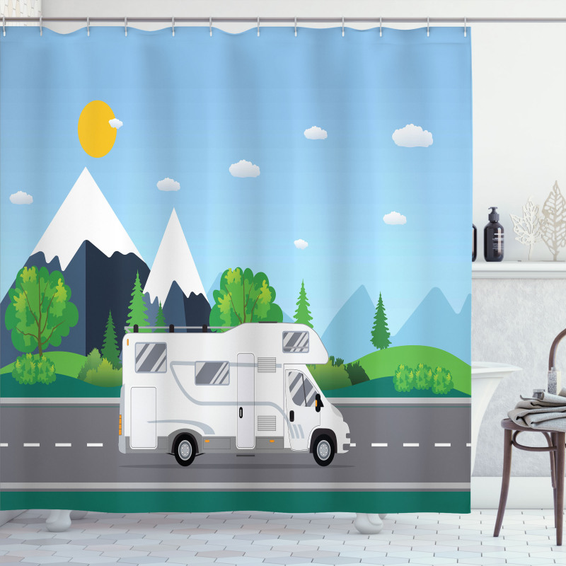 Truck Driving on Countryside Shower Curtain