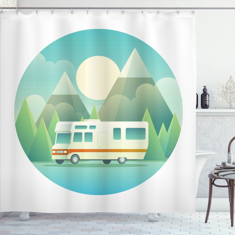 Road Trip Vehicle at Countryside Shower Curtain