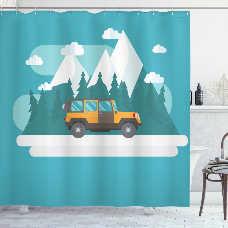 Journey in Snowy Winter Season Shower Curtain