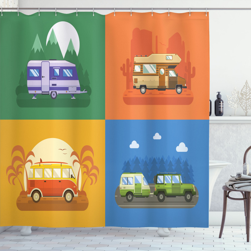 Touristic Camp Areas Colorful Shower Curtain