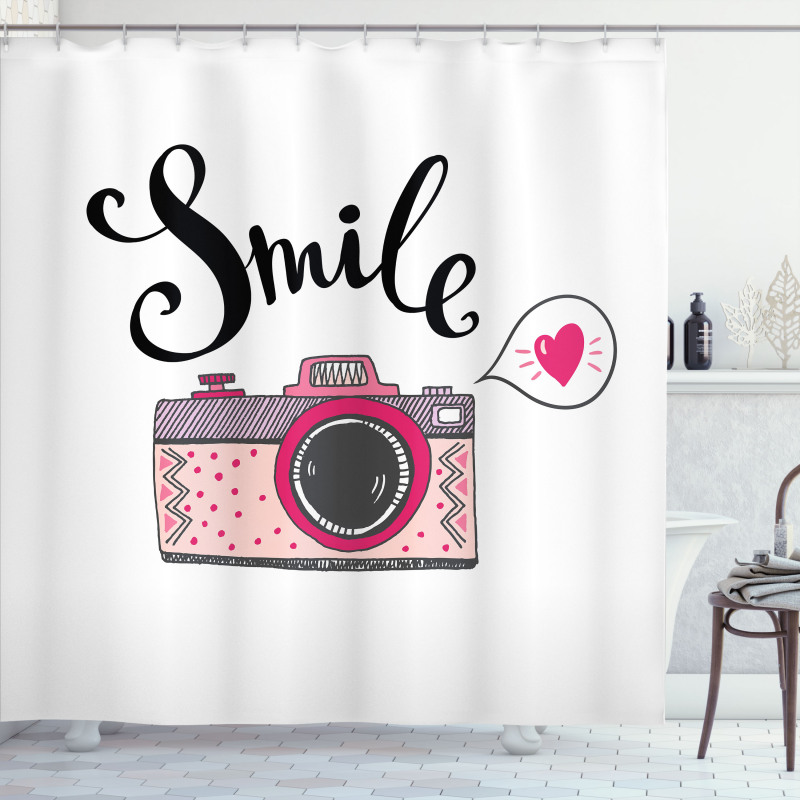 Smile Typography Romantic Shower Curtain