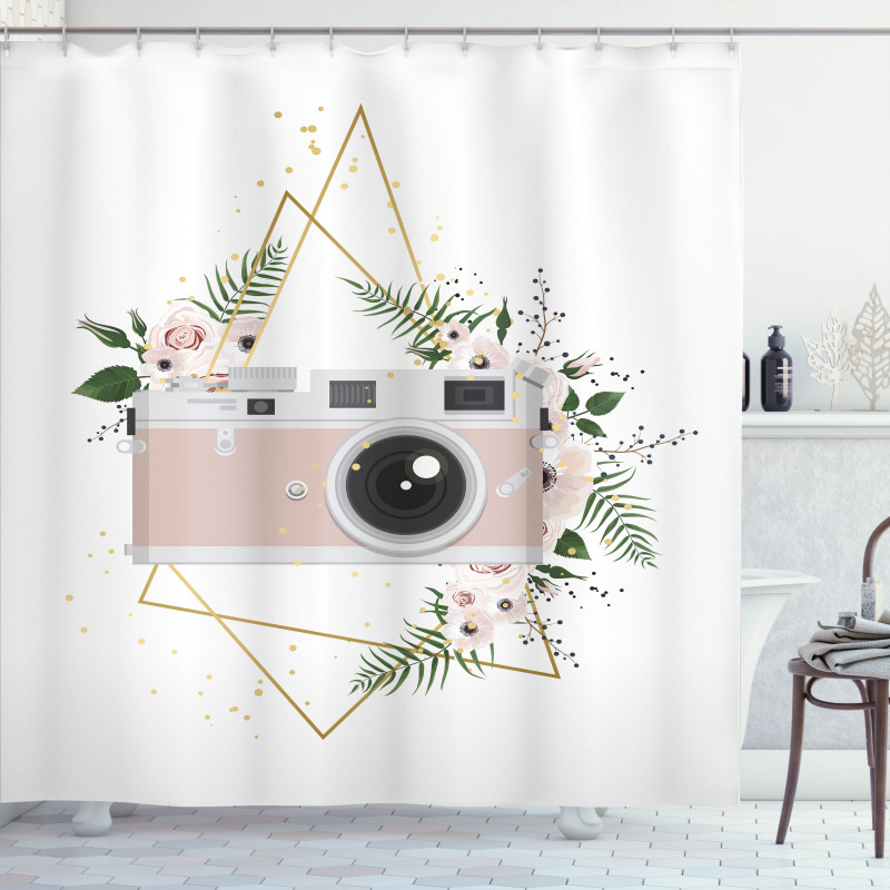 Machine with Flowers Leaf Shower Curtain