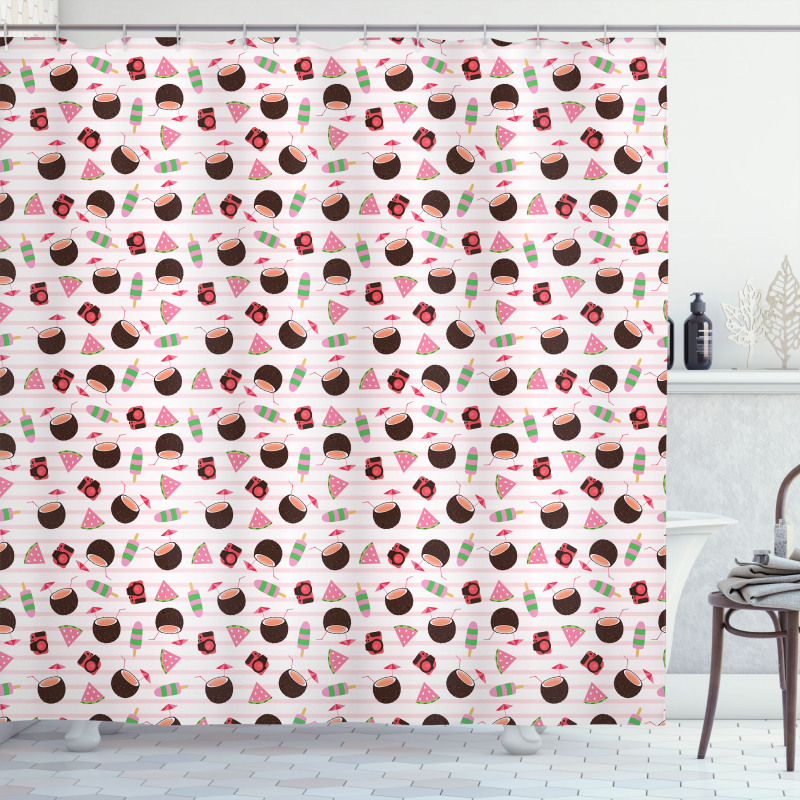 Watermelon Ice Cream Cocktail Shower Curtain