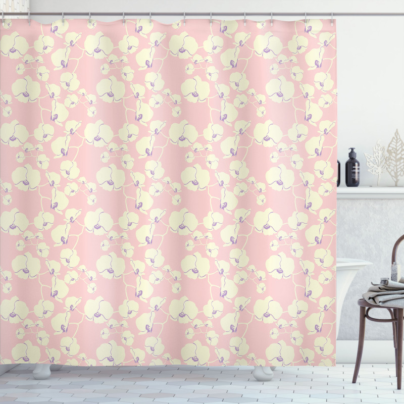 Blooming Nature on Pale Pink Shower Curtain