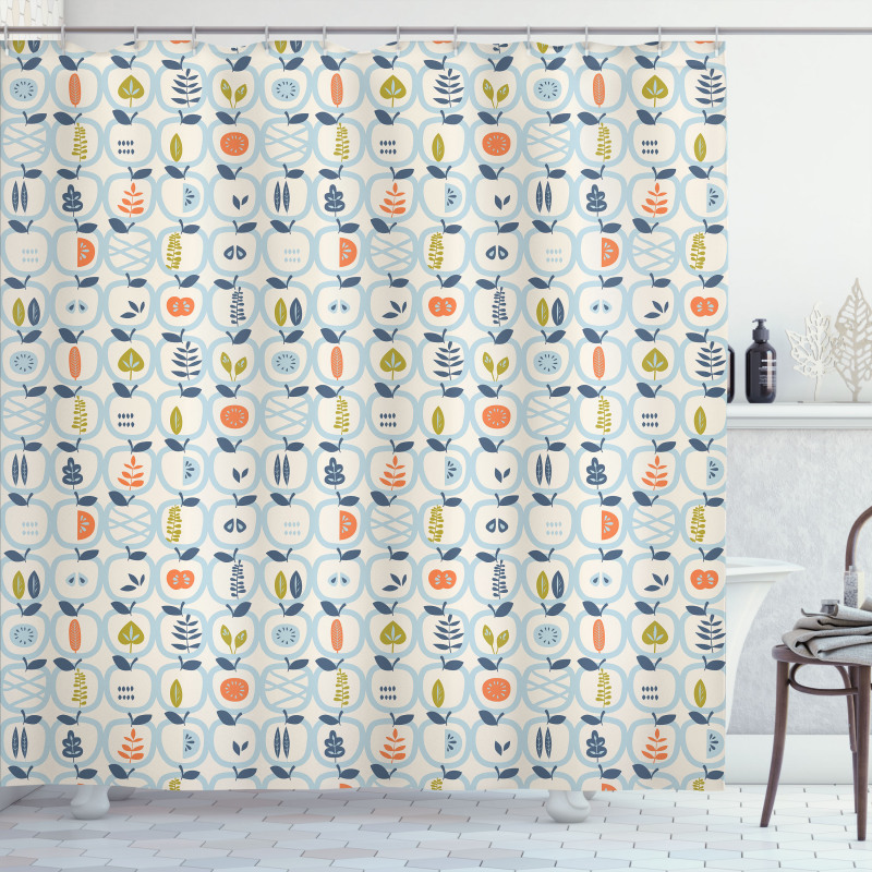 Doodle Style Fruit Halves Shower Curtain