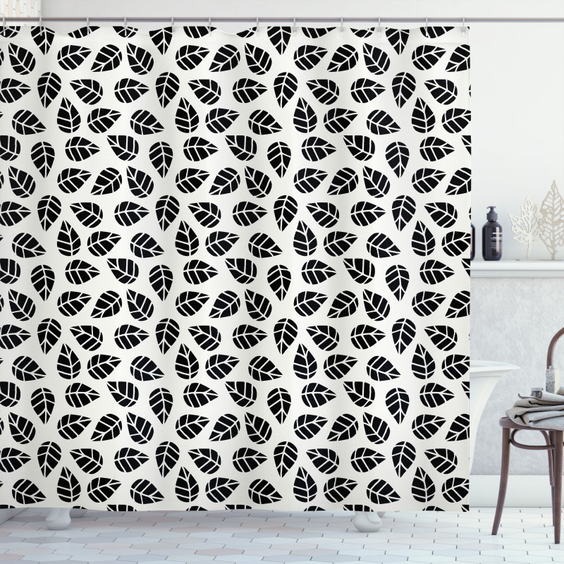 Monochrome Foliage Pattern Shower Curtain