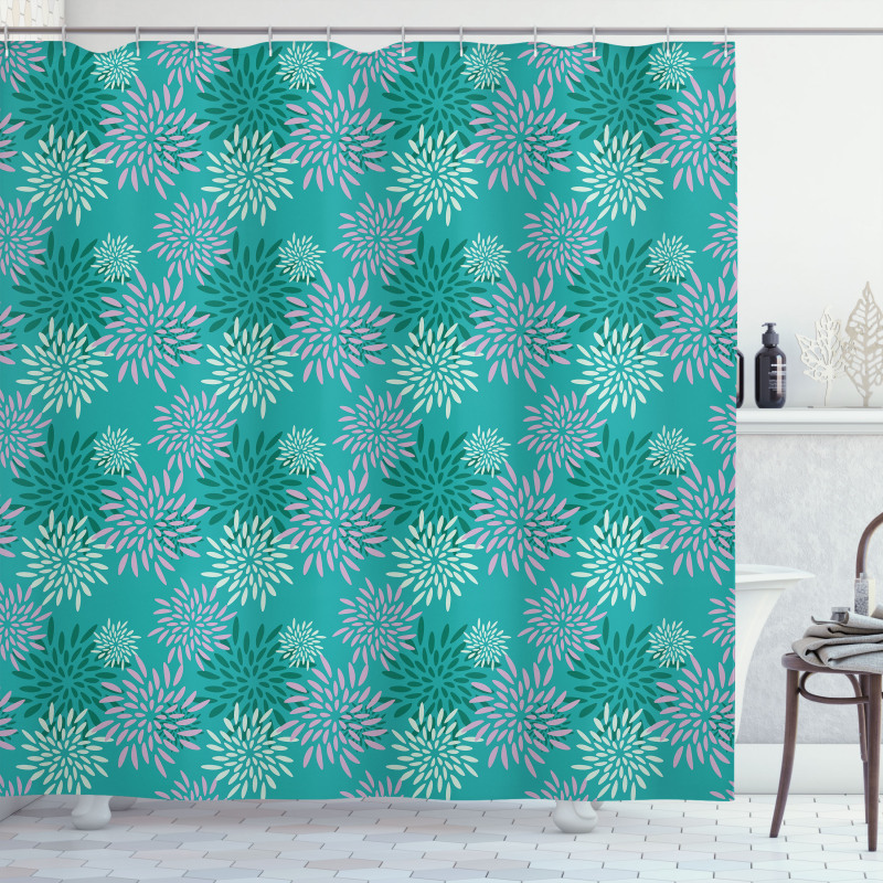 Abstract Flower Petals Retro Shower Curtain