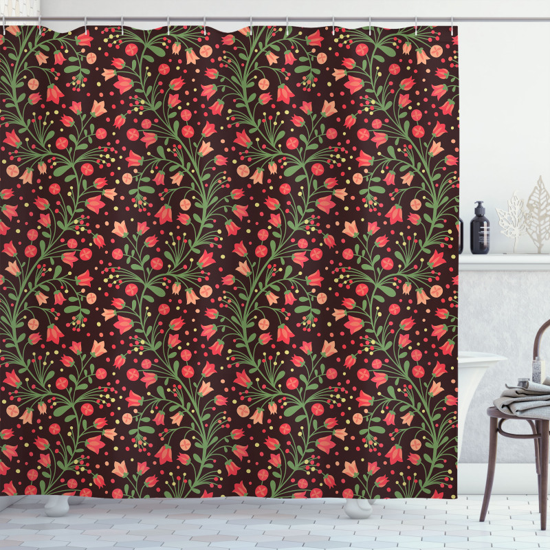 Flowering Curvy Branches Shower Curtain