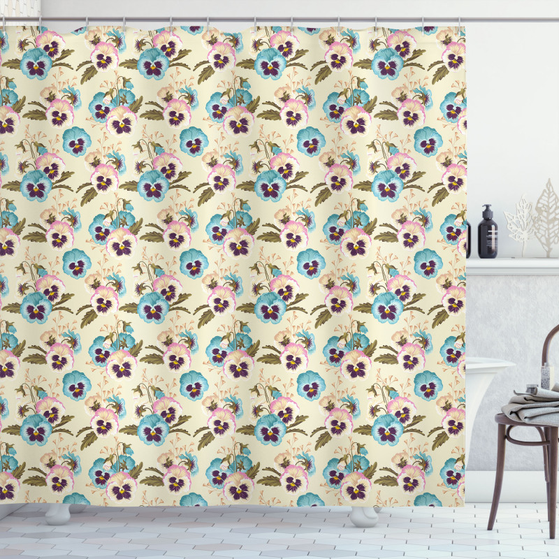 Pansy Buds Blossoms Shower Curtain