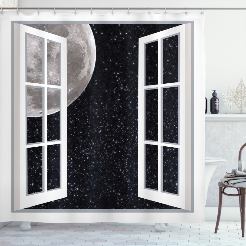 Window to the Space Shower Curtain