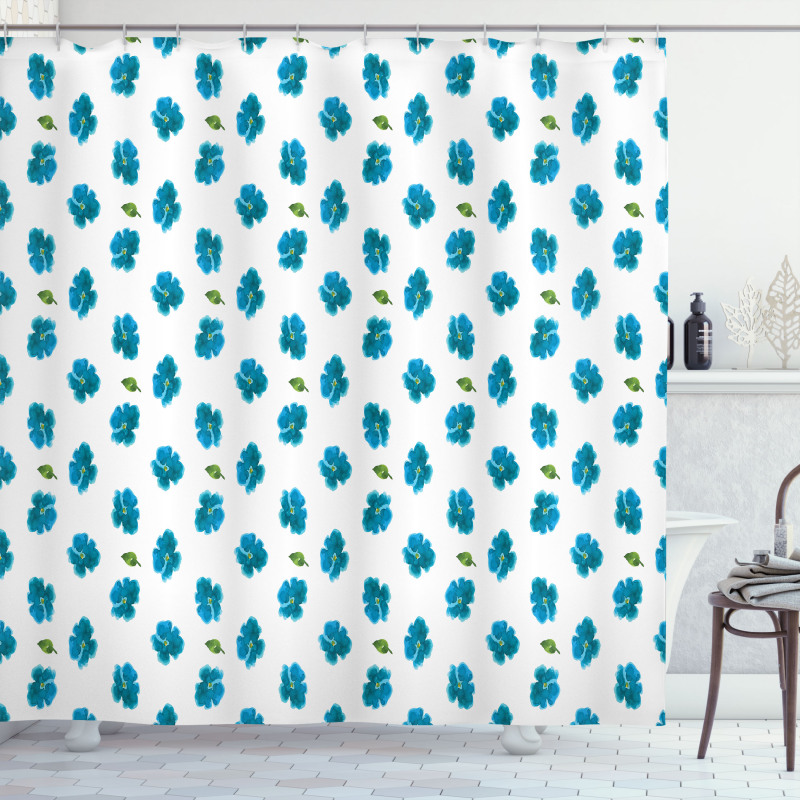 Watercolor Forget-Me-Not Shower Curtain