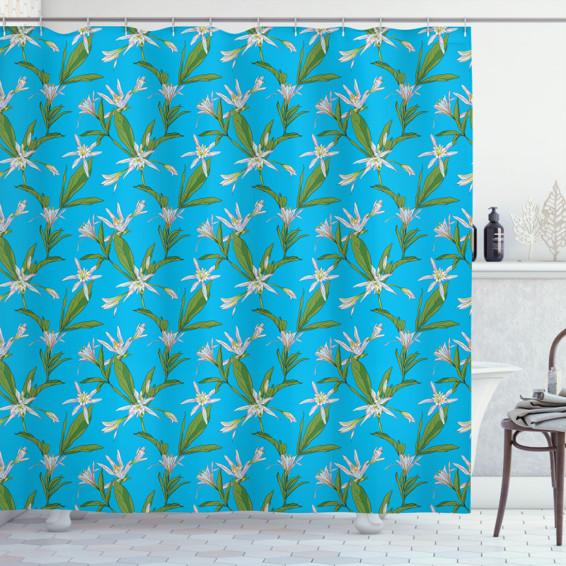 Blooming Lilies Springtime Shower Curtain