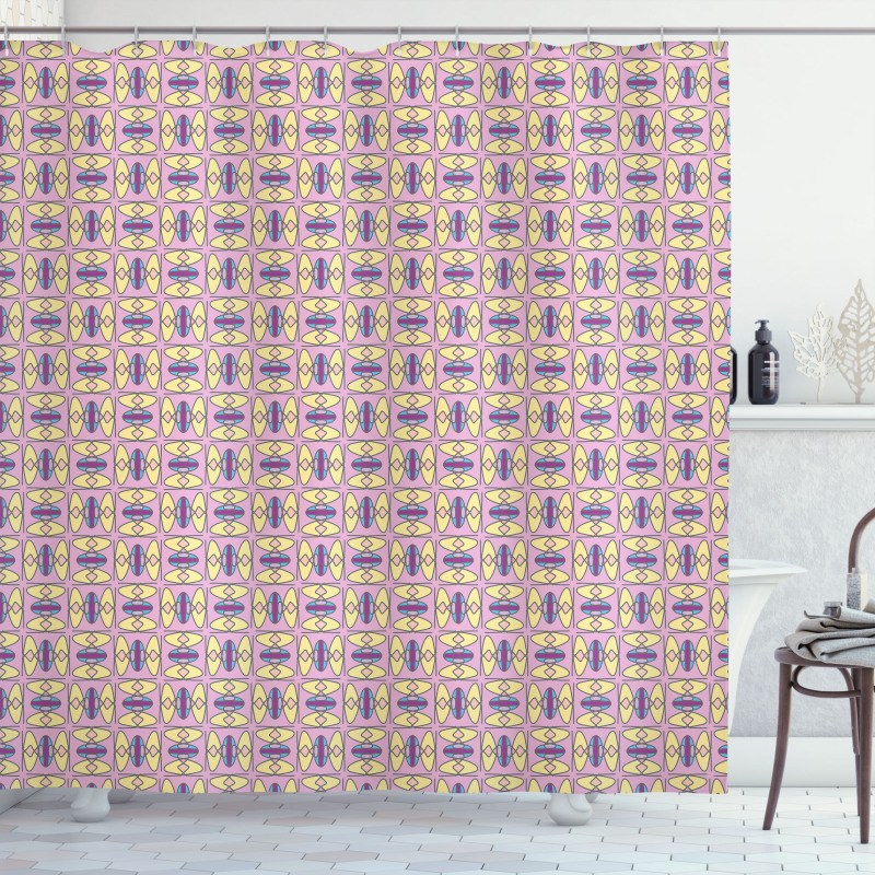 Retro Colorful Funky Tiles Shower Curtain