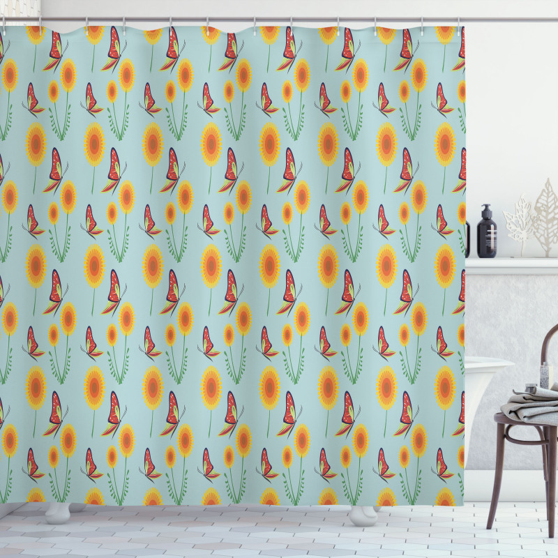 Butterflies Flying Dandelion Shower Curtain