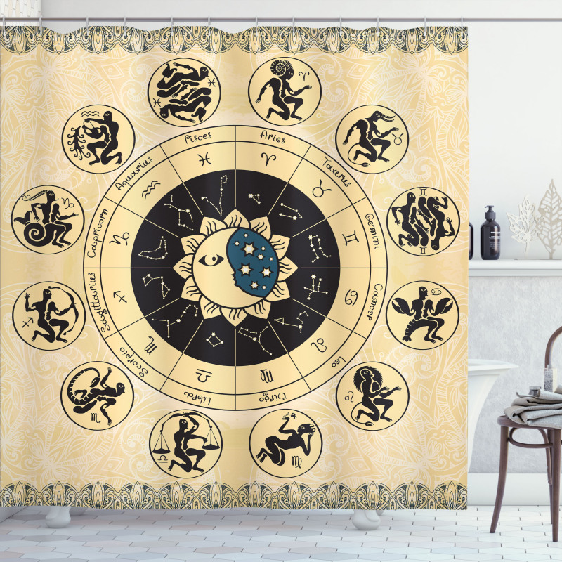 Mystic Horoscope Wheel Art Shower Curtain